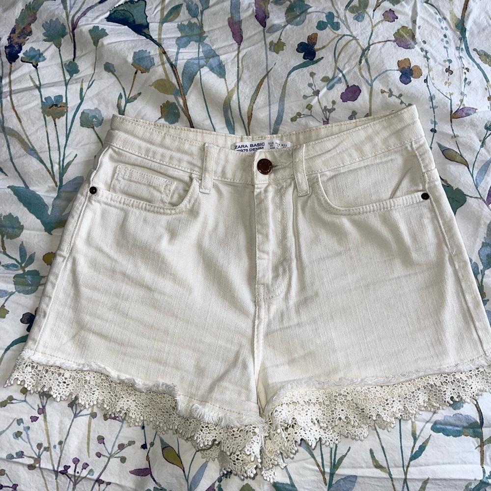 Zara white denim shorts